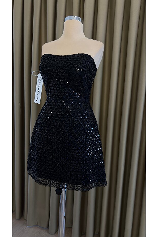 Siyah pullu abiye - 4