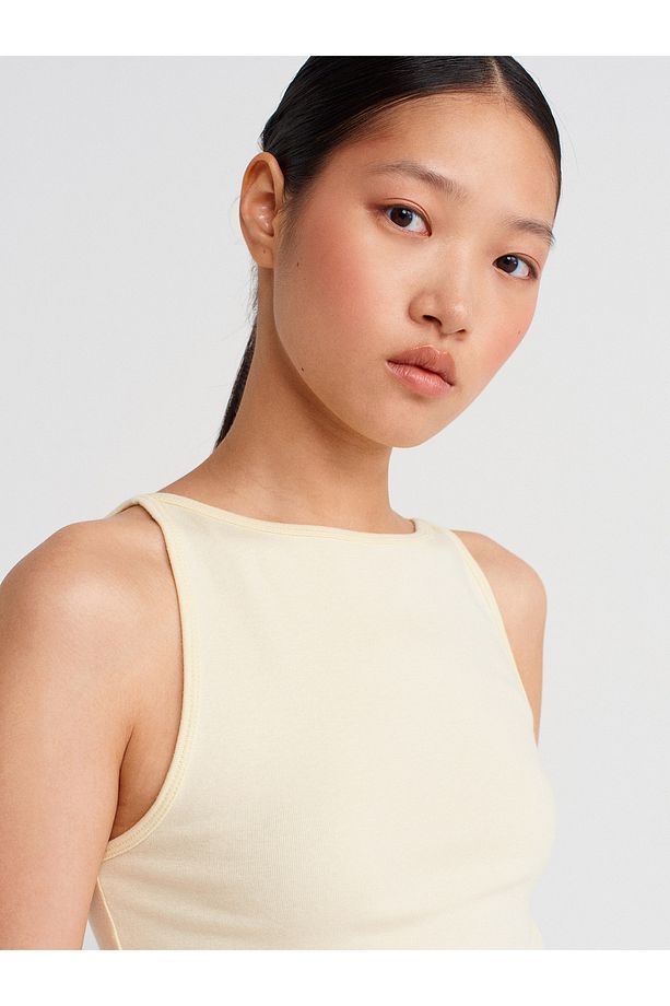 21048 Halter Yaka Top-Açık Sarı - 4