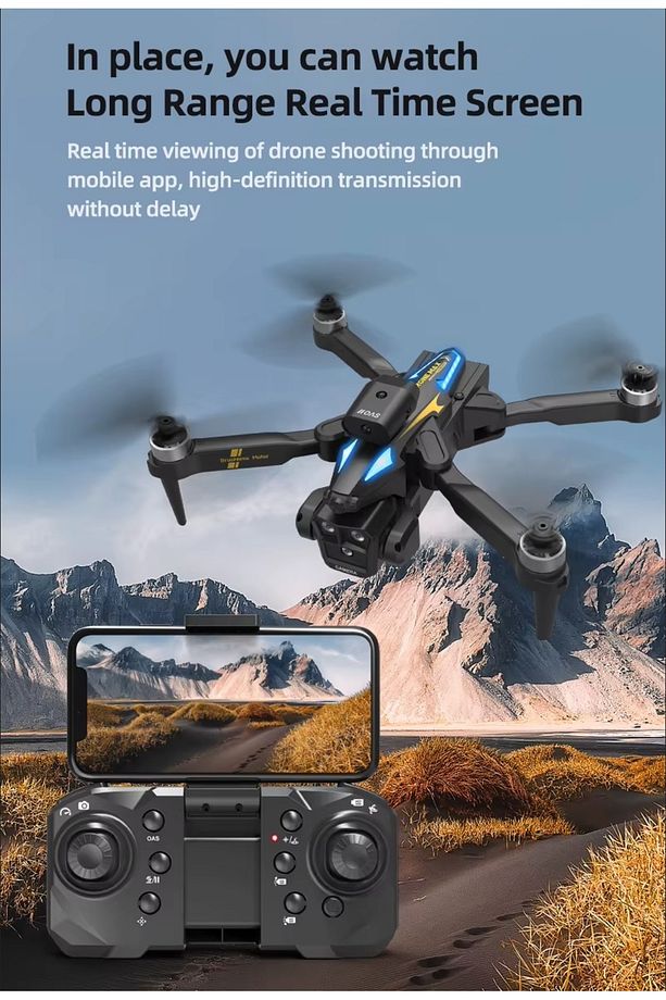 ÇİFT KAMERALI ENGEL KAÇINMA SENSÖRLÜ DRONE UZAKTAN KUMANDALI APP DESTEKLİ LED IŞIKLI QUADCOPTER - 2