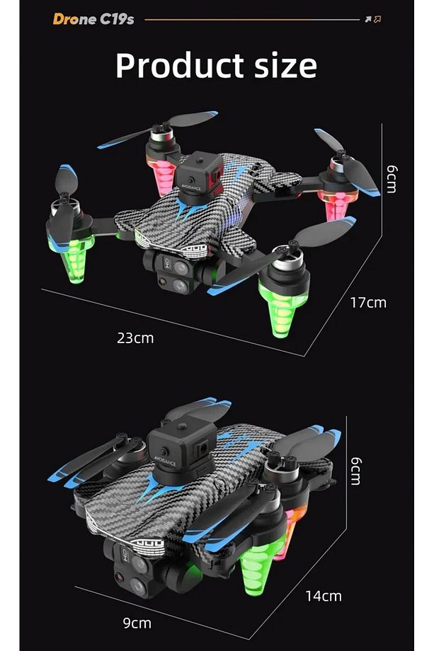 ÇİFT KAMERALI ENGEL KAÇINMA SENSÖRLÜ DRONE UZAKTAN KUMANDALI APP DESTEKLİ LED IŞIKLI QUADCOPTER - 7