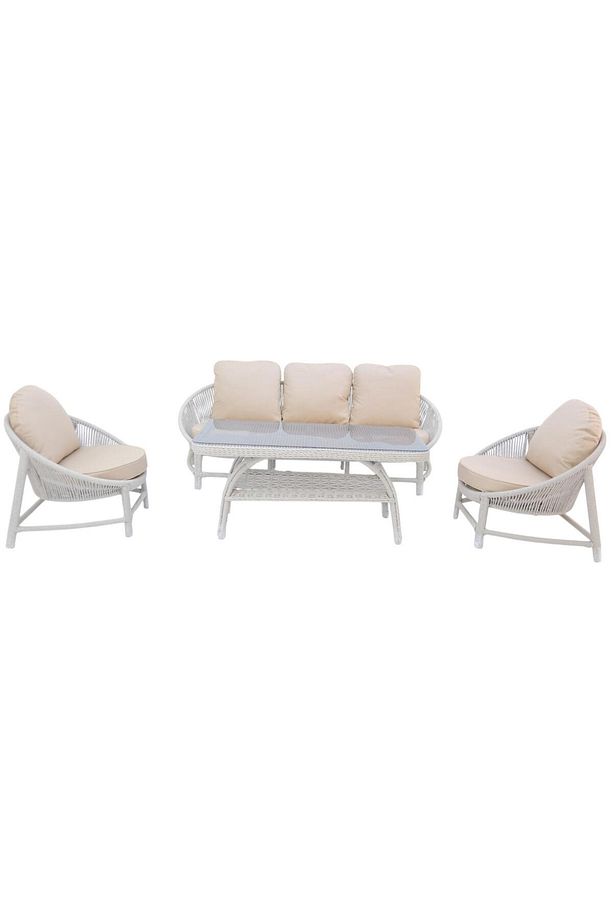 Marise | Üçlü Rattan Bahçe Oturma Grubu | 3+1+1+Sehpalı Bahçe Takımı - 3