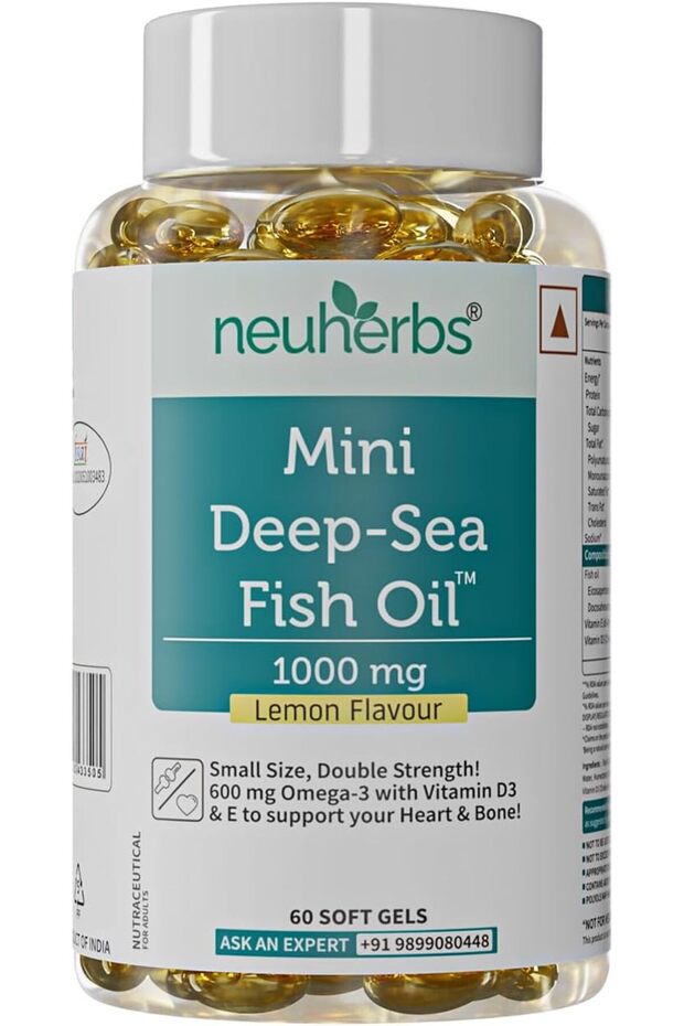 Mini Deep Sea Omega 3 Fish Oil 1000 mg With Lemon Flavour- 2X Omega 3, 360mg EPA & 240mg DH