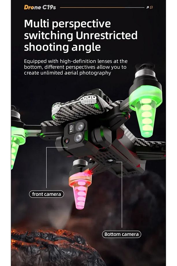 ÇİFT KAMERALI ENGEL KAÇINMA SENSÖRLÜ DRONE UZAKTAN KUMANDALI APP DESTEKLİ LED IŞIKLI QUADCOPTER - 3