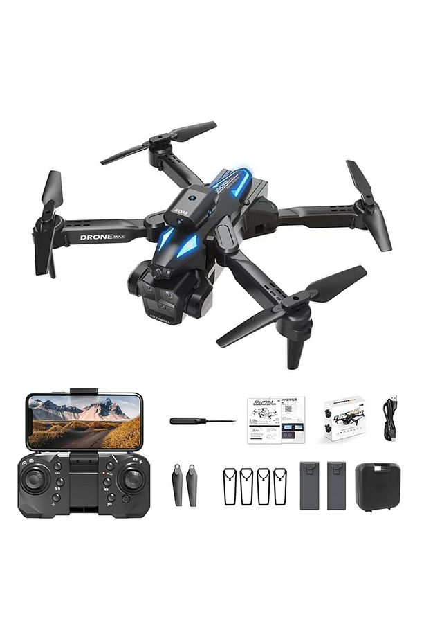 ÇİFT KAMERALI ENGEL KAÇINMA SENSÖRLÜ DRONE UZAKTAN KUMANDALI APP DESTEKLİ LED IŞIKLI QUADCOPTER - 7