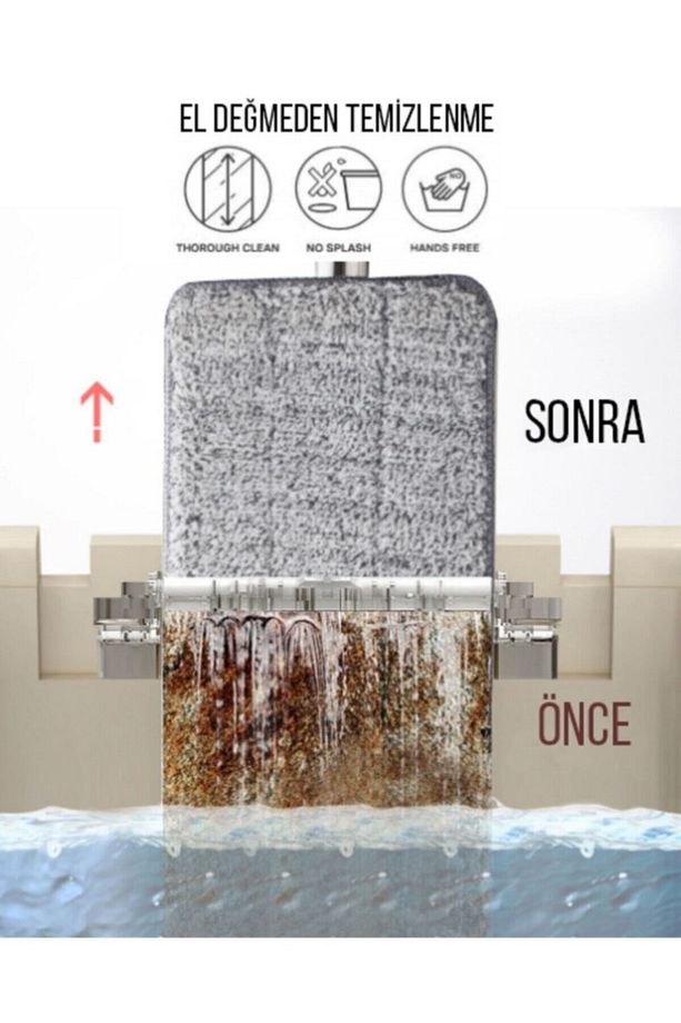 Orijinal 3 Farklı Kullanım Için 3 Bezli Tablet Mop - 3 Adet Mikrofiber Bez - 3