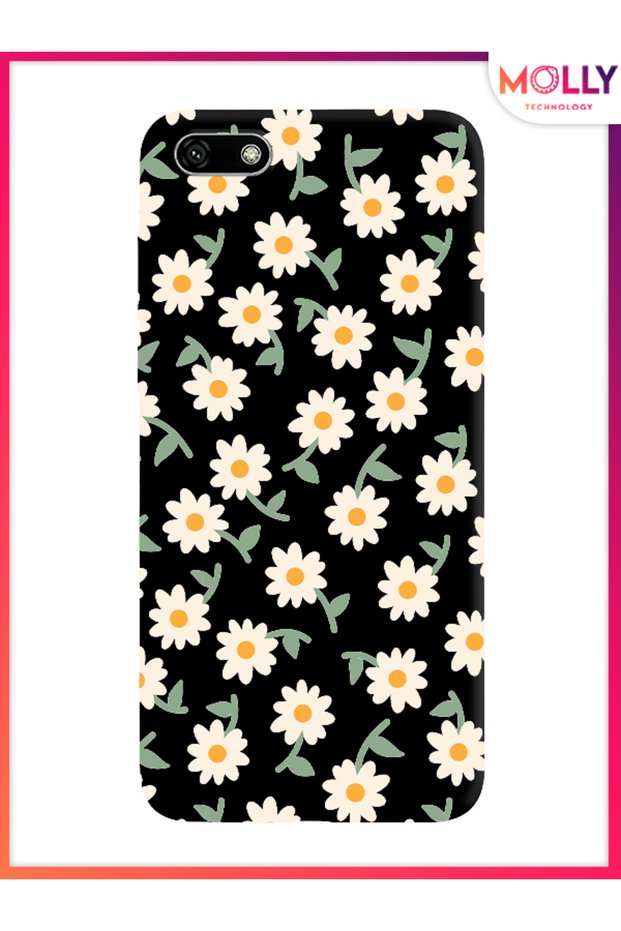 Black Daisy Rain Pattern Silicone Case for Huawei Y5 2018