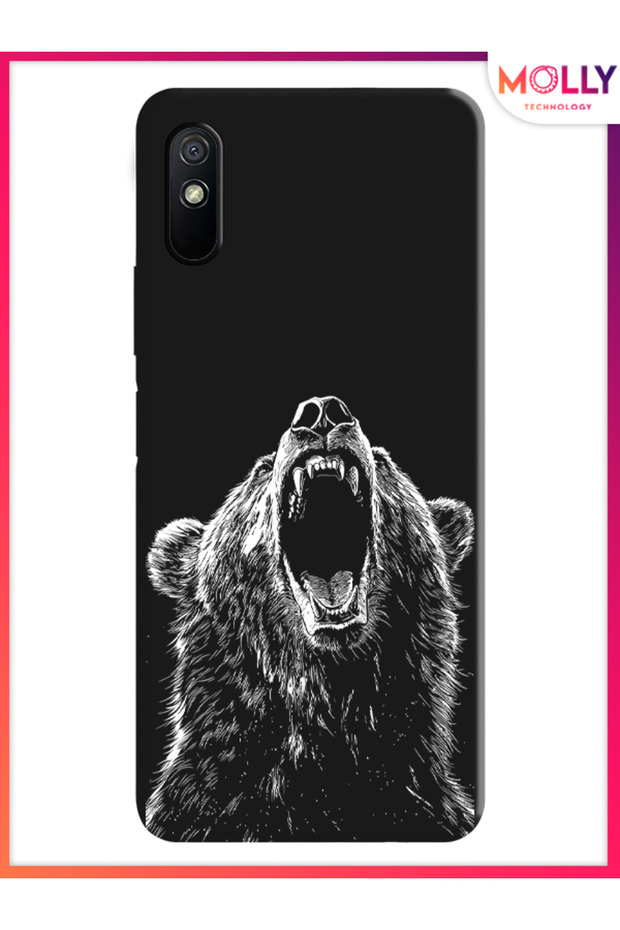 حافظة سيليكون بنمط الدب الأسود لهاتف Xiaomi Redmi 9A