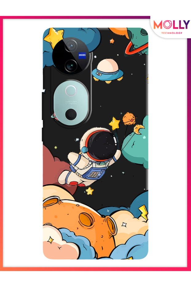 Black Starfall Explorer Pattern Silicone Case for Vivo V40 5g