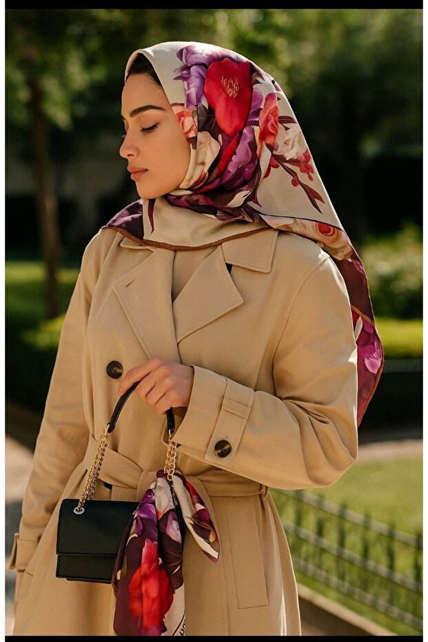 %100 İpek Tivil Eşarp - 1