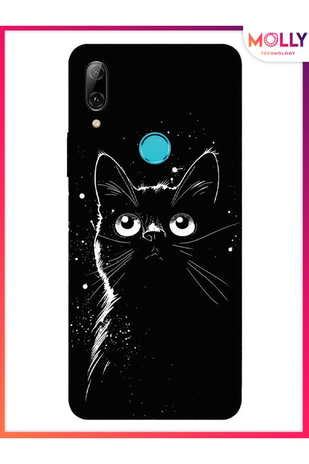 حافظة سيليكون بنمط Meow باللون الأسود لهاتف Huawei P Smart 2019