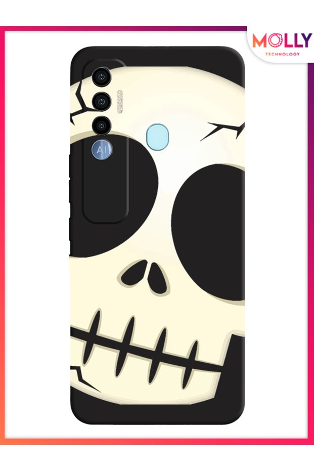 حافظة سيليكون بنمط Jolly Bones باللون الأسود لهاتف Tecno Spark 7 Pro