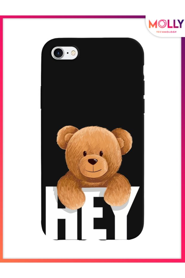 Black Furry Hello Pattern Silicone Case for iPhone 7