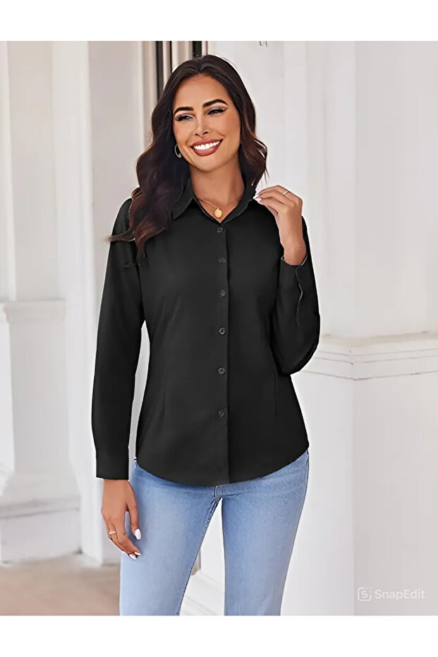 Cotton Satin Slim Fit Women's Shirt
