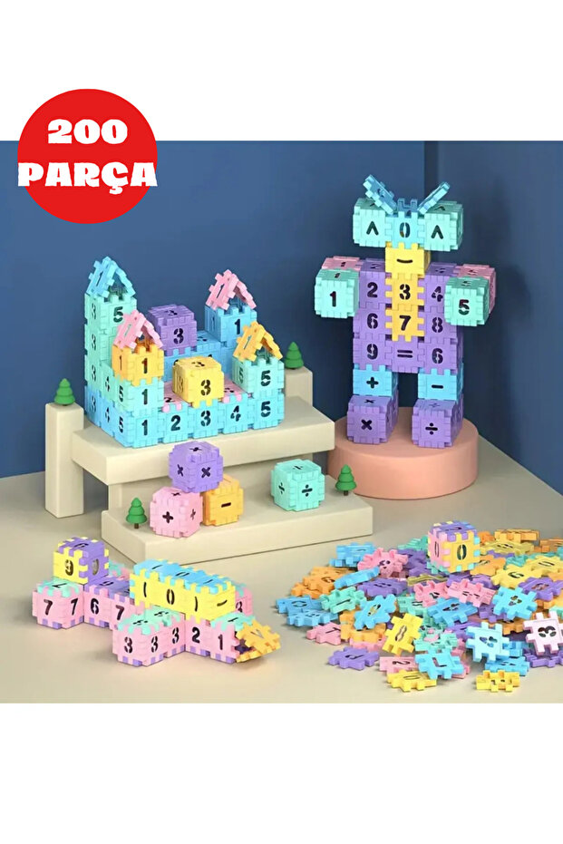 ankahometoys Akıllı Sayılar 200'lü Puzzle Eğlenceli Öğretici Çocuk Oyunu Beceri Geliştirme Oyunu Eğitici Oyuncak