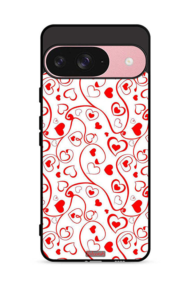 غطاء حماية لهاتف Google Pixel 9 بنقشة قلوب - 1