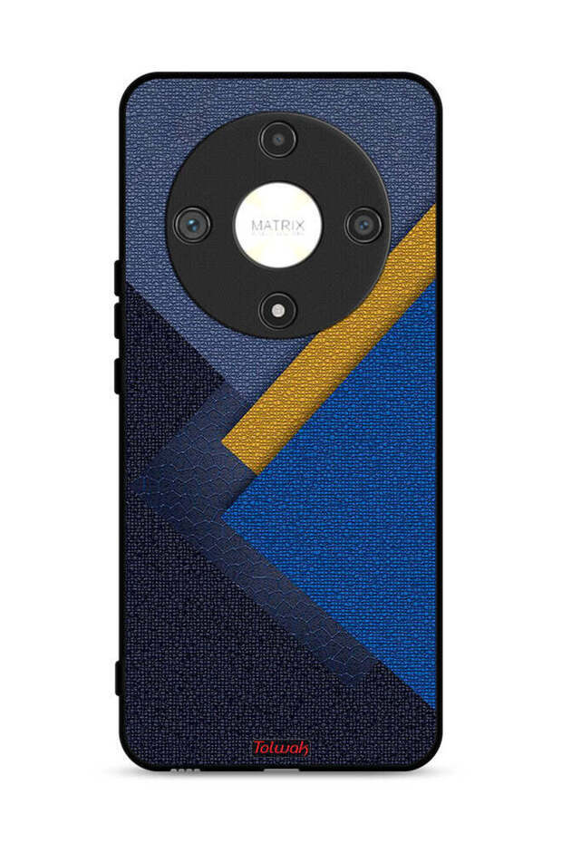 غطاء حماية لهاتف Honor X9b 5G بنقشة مثلثات جلدية