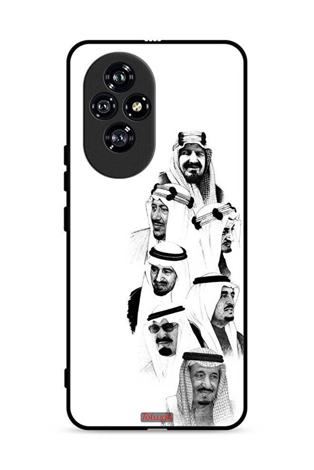 غطاء حماية لهاتف Honor 200 5G، رسم ملوك السعودية، أبيض وأسود