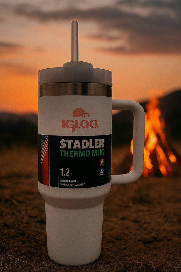 Stadler Steel Thermo-Mug 1.2 Liter White-Pink 12H Hot/18H Cold Storage