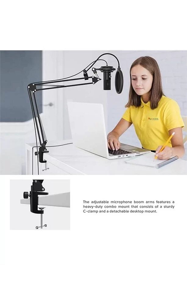 Akış Mikrofonu Pc Kollu, Usb Mikrofon Ps4 Ps5 Mac, Pop Filtre, Shock Mount, Oyun Podcast - 6
