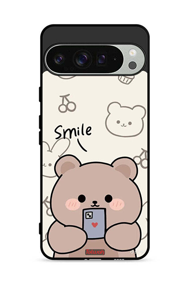 غطاء حماية لهاتف Google Pixel 9 Pro برسومات الدب المبتسم