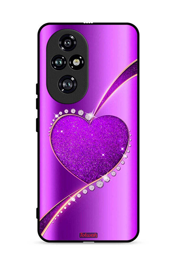 غطاء حماية لهاتف Honor 200 Pro 5G بنقشة قلب لامع