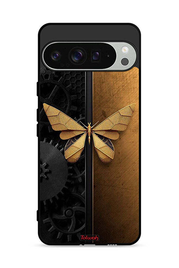 غطاء حماية لجهاز Google Pixel 9 Pro XL بتصميم فراشة فولاذية