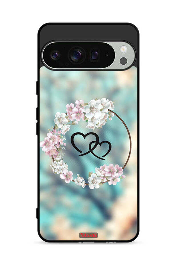 غطاء حماية لهاتف Google Pixel 9 Pro برسومات قلوب وحلقات فنية