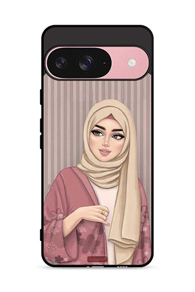 غطاء حماية لجهاز جوجل بيكسل 9 برسومات فتاة محجبة