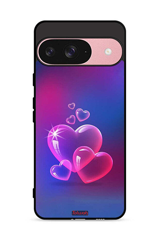 غطاء حماية لهاتف Google Pixel 9 بتصميم قلوب مائية