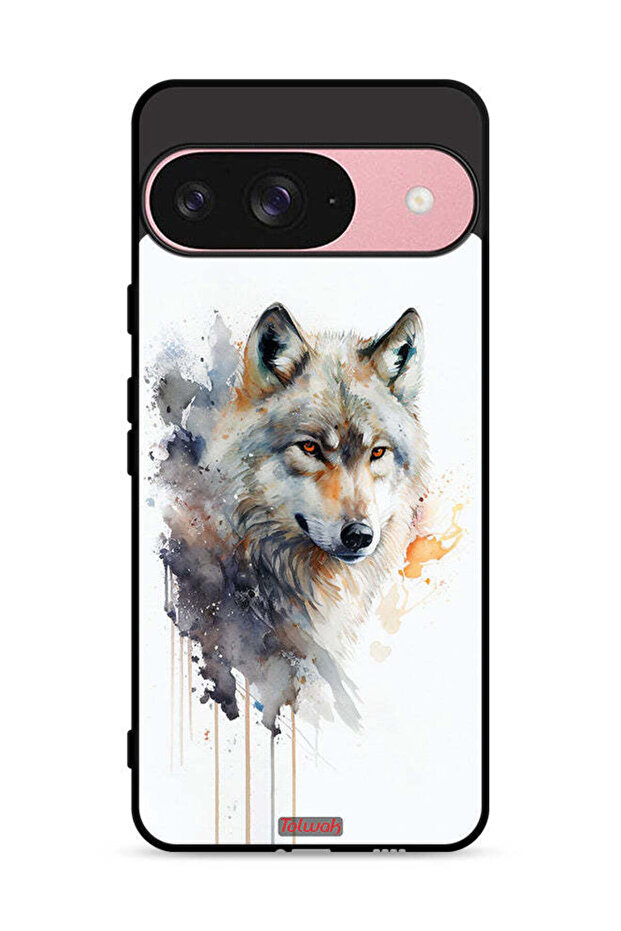 غطاء حماية لجهاز Google Pixel 9 بتصميم فن تجريدي من الذئب
