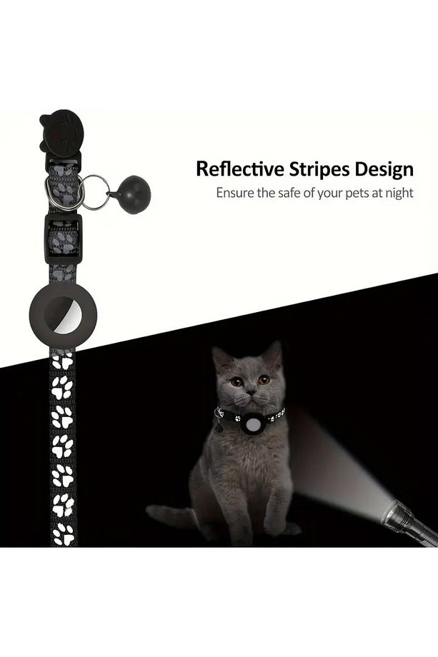 Kedi ve Köpek için Yansımalı ve Zilli AirTag Takılabilir Boyunluk - 4