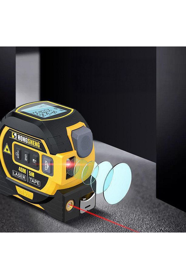 3 in 1 Yüksek Hassasiyetli Lazer Metre Kızılötesi Mesafe Ölçer, Çizgi Lazer ve Dijital Şerit Metre - 2