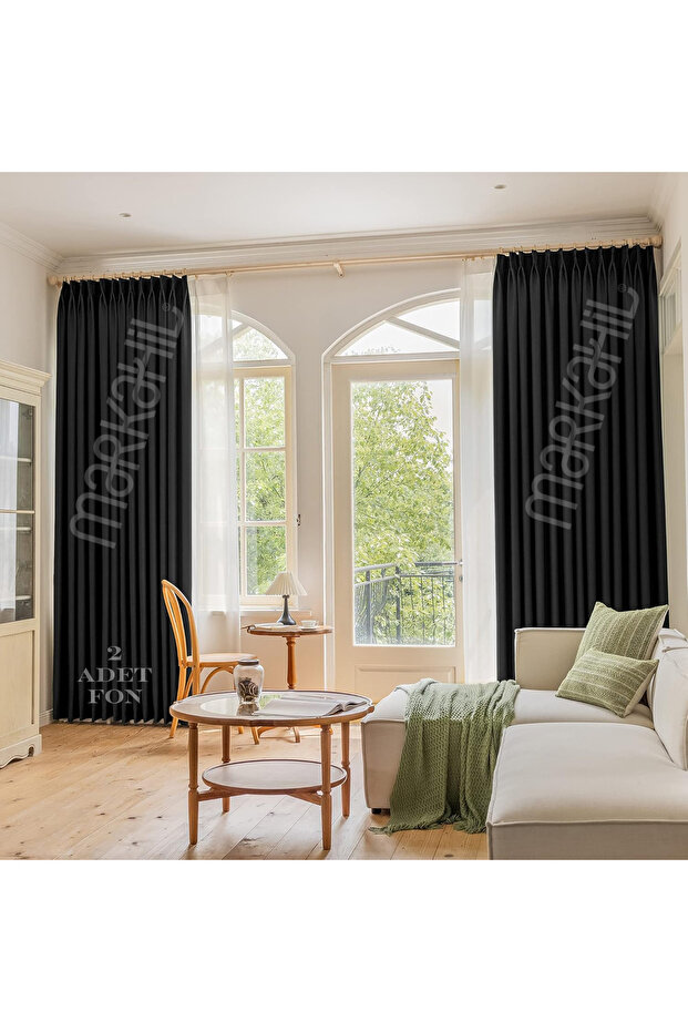 Markahi̇l Full Blackout Blackout Curtain 2 Pieces Lightproof Sunshade Background Curtain