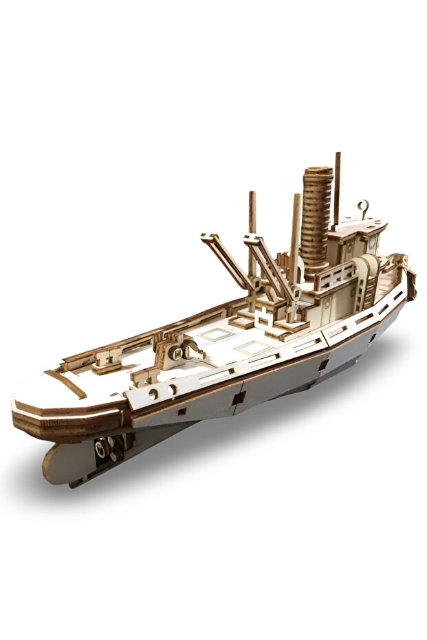 Tooting Tug Römorkör Ahşap Maketi - 178 Parça 3D Puzzle Ahşap Hobi Seti - 5