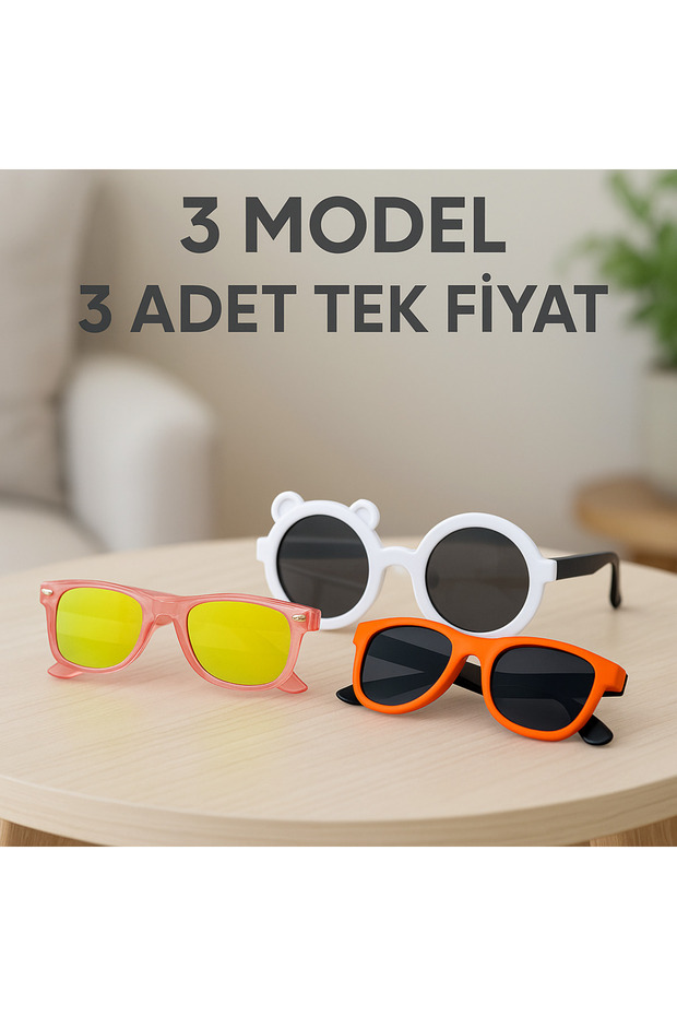 3 Models Together Girls' Sunglasses Uv400 Protected Mirrored Glass Trending Models Children's Accessories