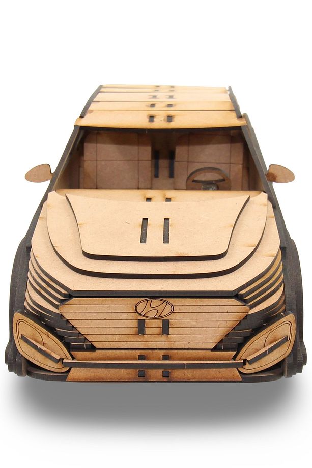 Ahşap Hyundai SUV Maketi - 116 Parça 3D Puzzle Model Araba - 3D Puzzle Ahşap Oyuncak - 8