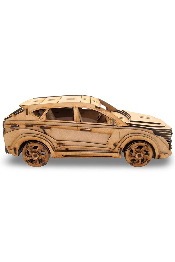 Ahşap Hyundai SUV Maketi - 116 Parça 3D Puzzle Model Araba - 3D Puzzle Ahşap Oyuncak - 7