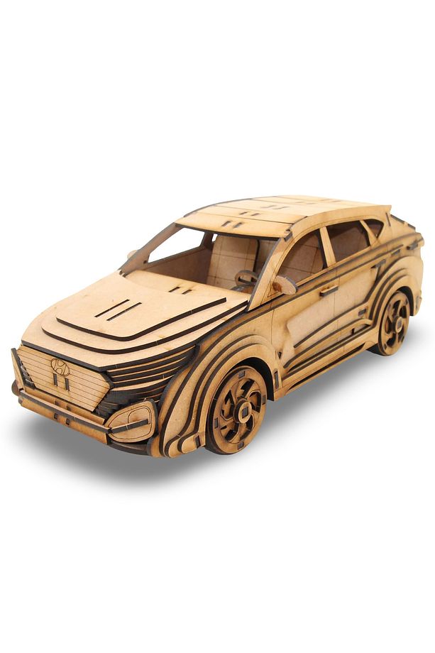 Ahşap Hyundai SUV Maketi - 116 Parça 3D Puzzle Model Araba - 3D Puzzle Ahşap Oyuncak - 2