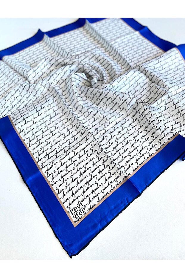 Tivil Pure Silk Scarf 48962 Blue Mixed Pattern