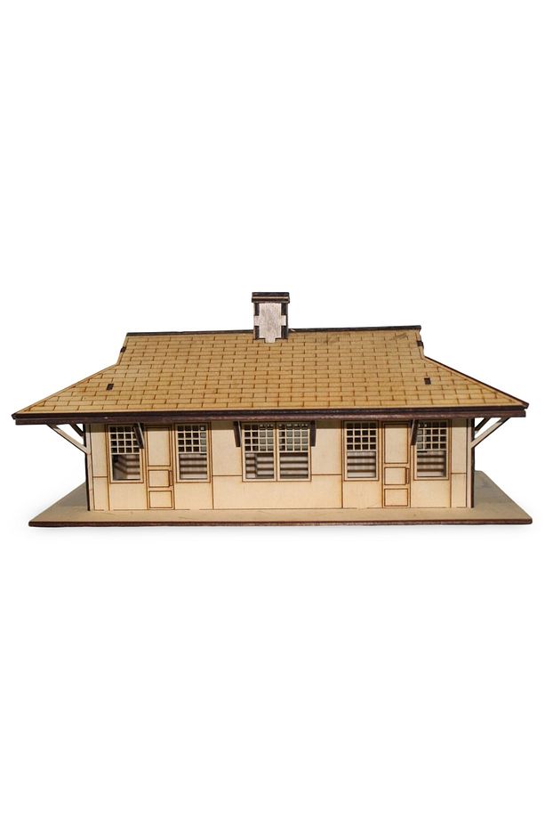 1/48 Ölçekli Ahşap Tren İstasyonu Maketi - 42 Parça 3D Ahşap Tren İstasyonu - 7