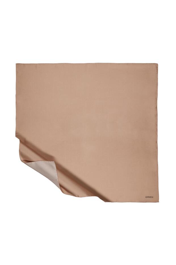 Eșarfă din mătase simplă - bej - 2