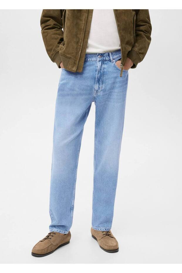Pamuklu regular waist jean pantolon - 6