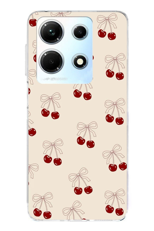 Infinix Note 30 Compatible Bow Cherries Transparent Silicone Case