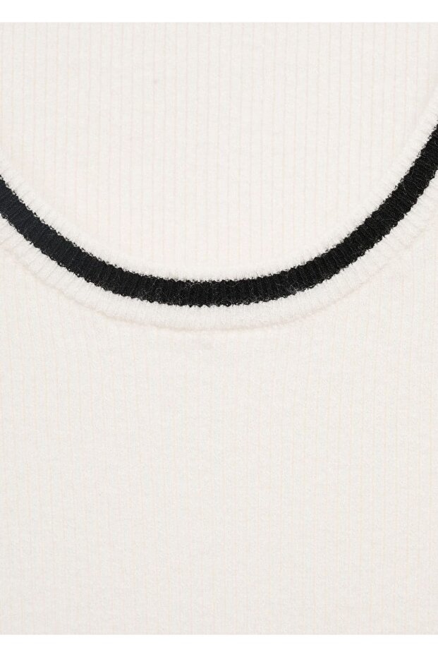 Kontrast detaylı triko bluz - 5