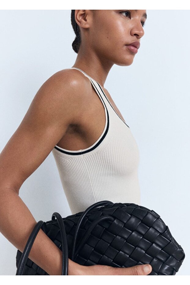 Kontrast detaylı triko bluz - 6