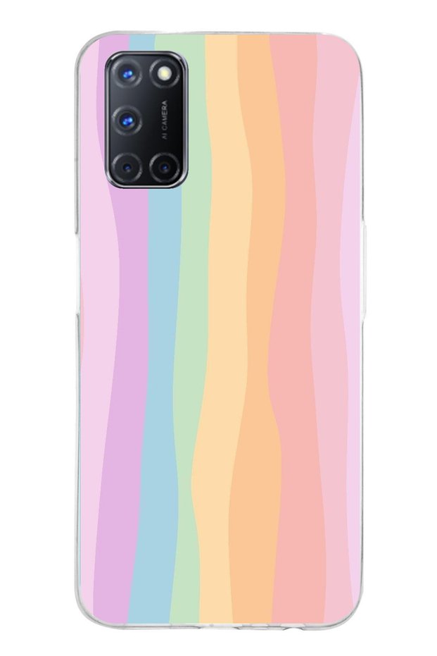 Oppo A52 - A72 - A92 Compatible Rainbow Colorful Transparent Silicone Case