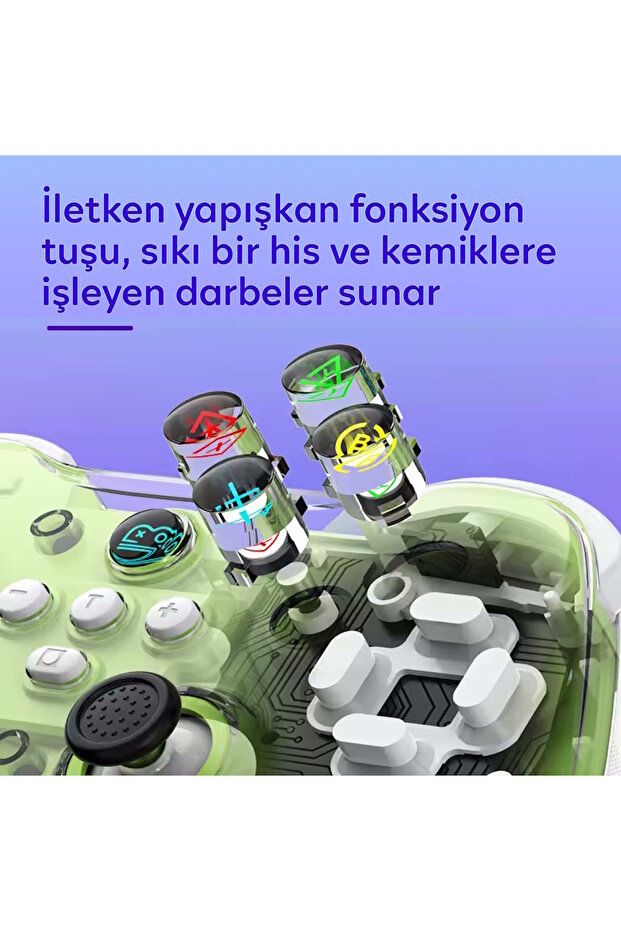 Z01X PC/IOS/Android/Switch/Switch Oled Uyumlu Bluetooth Bağlantılı Şeffaf Joystick Gamepad - 6