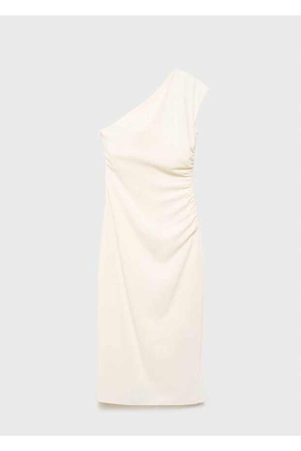 Asimetrik pileli elbise - 3