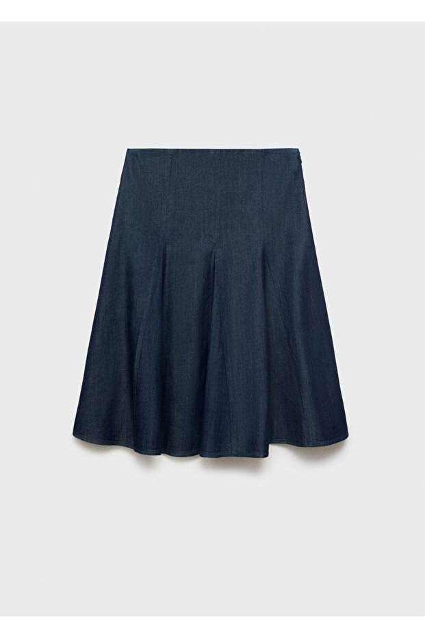 Pileli denim etek - 3