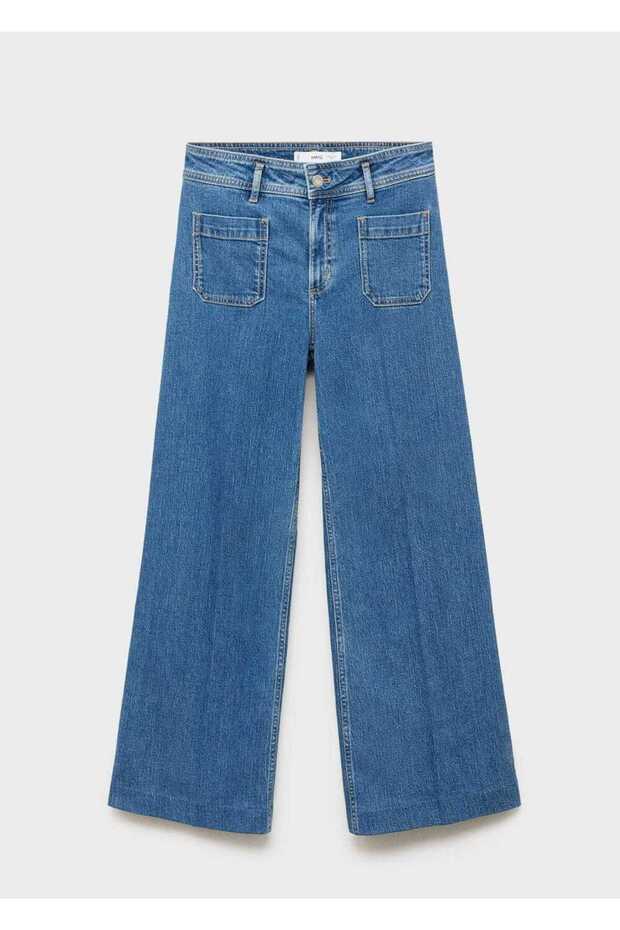 Düğmeli wideleg jean - 3